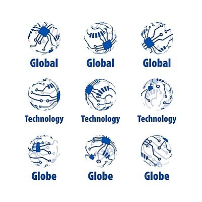 EPS 해외이미지 일러스트 비즈니스 사람없음 파란색 세트 글로벌 원형 회로판 심볼 해외202004 해외202105 해외일러스트 도형 컬러 파일형식 벡터