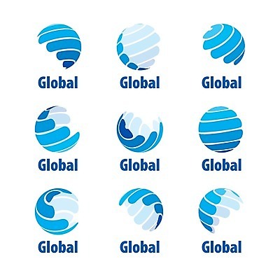 EPS 해외이미지 일러스트 비즈니스 사람없음 파란색 세트 글로벌 다양 원형 심볼 해외202004 해외202105 해외일러스트 도형 컬러 다수 파일형식 벡터