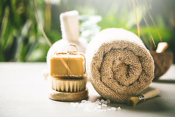 포토 JPG 해외이미지 잎 사람없음 수건 위생용품 스파용품 브러쉬빗 해외202004 해외포토 식물 생활용품 스파 오브젝트 파일형식