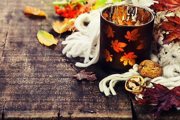 포토 JPG 해외이미지 낙엽 초 사람없음 가을 털실 호두 나무탁자 카피스페이스 해외202004 해외포토 계절 잎 탁자 공백 견과류 실 파일형식