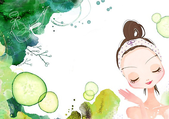 PSD 우먼라이프 라이프스타일 여자 채소 일러스트 유리병 한명 사람 20대 라이프 10대 뷰티 숟가락 나뭇가지 마사지 머리띠 변화 우아함 병 피부관리 팩 오이마사지 오이팩 여자만 여자한명만 국내일러스트 나무 1 식기 컨셉 장신구 청소년 병_용기 수저 청년 생활 화장품 파일형식