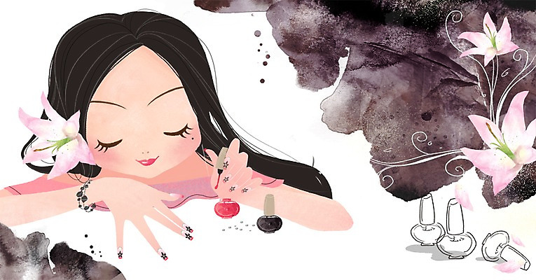 PSD 식물 우먼라이프 라이프스타일 여자 꽃 일러스트 팔찌 한명 사람 20대 라이프 10대 뷰티 변화 우아함 네일아트 매니큐어 큐빅 여자만 여자한명만 국내일러스트 1 컨셉 장신구 청소년 청년 생활 화장품 광석 파일형식