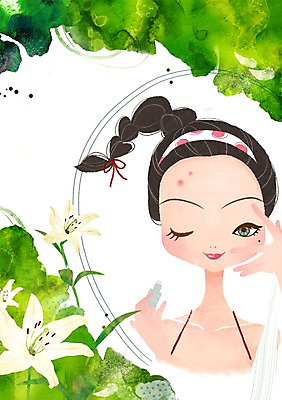 PSD 우먼라이프 라이프스타일 여자 꽃 리본 일러스트 관리 한명 사람 20대 라이프 10대 뷰티 머리띠 변화 우아함 피부 피부관리 여드름 여자만 여자한명만 국내일러스트 식물 1 컨셉 장신구 청소년 청년 생활 신체부위 파일형식