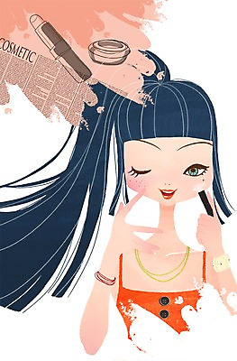 PSD 우먼라이프 라이프스타일 여자 일러스트 한명 사람 20대 라이프 10대 화장 뷰티 커버 가림 변화 우아함 주근깨 컨실러 여자만 여자한명만 국내일러스트 1 컨셉 모션 청소년 청년 생활 화장품 점 파일형식