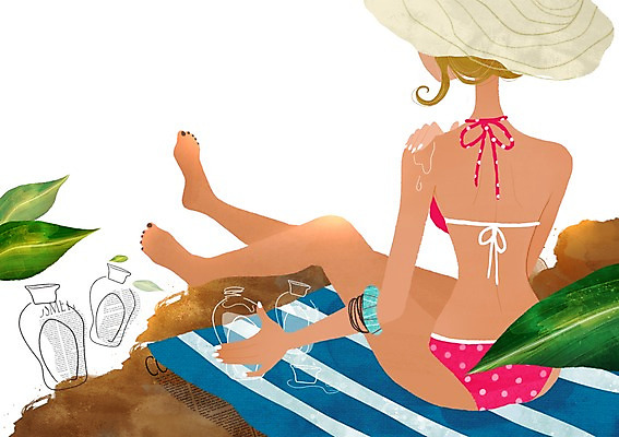 PSD 모자 우먼라이프 라이프스타일 여자 수영복 잎 일러스트 팔찌 나뭇잎 한명 사람 20대 라이프 10대 비키니 뷰티 변화 우아함 선탠 돗자리 태닝오일 여자만 여자한명만 국내일러스트 식물 1 잡화 옷 컨셉 장신구 청소년 청년 생활 파일형식