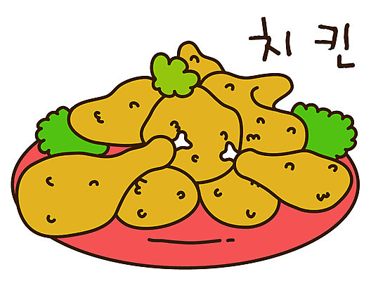 EPS 아이콘 캐릭터 그릇 접시 음식 스티커 육류 사람없음 치킨 프라이드치킨 닭고기 닭 안주 야식 2D아이콘 식기 식재료 조류 닭고기요리 파일형식 벡터