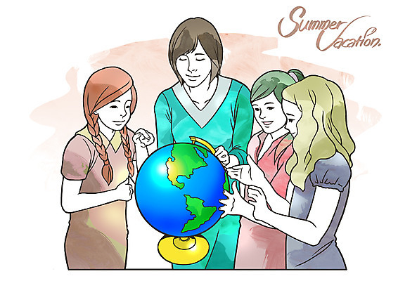 PSD 학생 계절 여자 교육 여유 일러스트 수업 방학 여름방학 미소 웃음 사람 여러명 10대 30대 지구본 교사 즐거움 세계지리 여자만 국내일러스트 직업 감정 다수 청소년 휴가 표정 장년 파일형식 여름_계절