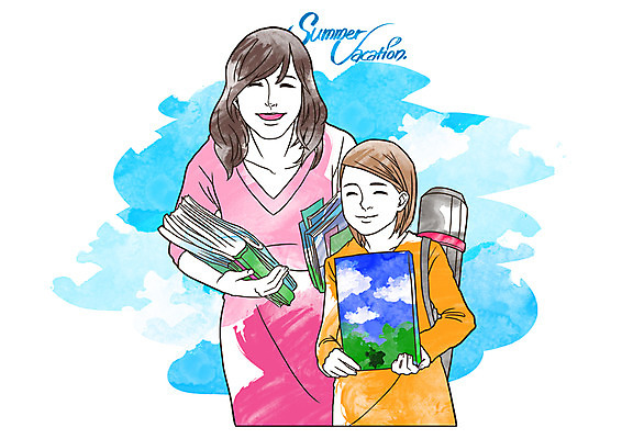 PSD 계절 여자 교육 여유 40대 일러스트 모녀 엄마 방학 여름방학 미술 미소 웃음 사람 두명 10대 여름 자녀 즐거움 그림책 미술학습 미술학원 화구통 여자만 국내일러스트 딸 감정 중년 가족 청소년 휴가 문화예술 표정 책 미술도구 학원 파일형식 여름_계절
