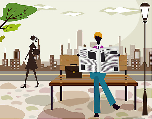 EPS 라이프스타일 남자 가로등 벤치 가방 일러스트 휴식 거리 사람 앉기 20대 성인 두명 라이프 신문 남자만 성인남자만 청년만 청년남자만 성인만 국내일러스트 잡화 공공시설 컨셉 의자 모션 청년 생활 간행물 뉴스 파일형식 벡터