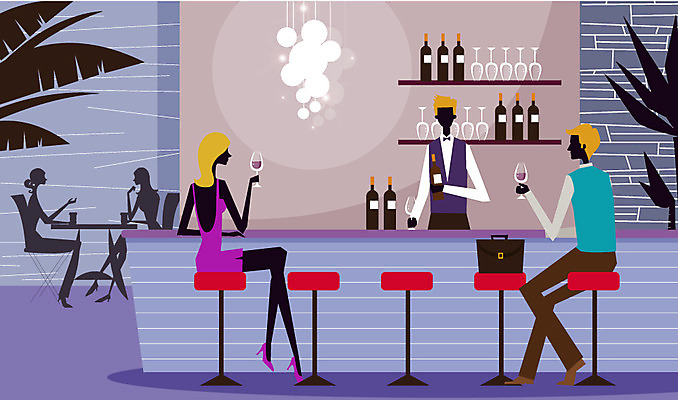 EPS 우먼라이프 라이프스타일 여자 남자 가방 데이트 일러스트 사람 20대 성인 라이프 세명 와인 바 선술집 와인바 청년만 성인만 국내일러스트 잡화 주류 청년 생활 술집 파일형식 벡터