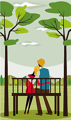 EPS 라이프스타일 커플 여자 남자 벤치 데이트 일러스트 사람 20대 성인 취미 두명 라이프 청년만 성인만 국내일러스트 의자 관계 청년 생활 파일형식 벡터