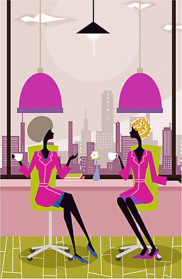 EPS 우먼라이프 라이프스타일 여자 꽃 일러스트 사람 20대 성인 취미 두명 라이프 책 파마 미용실 커피잔 스타일링 여자만 성인여자만 청년만 청년여자만 성인만 국내일러스트 식물 헤어스타일 커피 잔 청년 생활 뷰티샵 파일형식 벡터