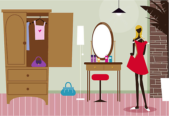 EPS 우먼라이프 라이프스타일 옷 여자 패션 가방 일러스트 한명 사람 20대 성인 취미 라이프 스탠드 장롱 화장대 스타일링 여자만 여자한명만 성인여자만 청년만 청년여자만 성인한명만 청년여자한명만 성인여자한명만 성인만 국내일러스트 1 잡화 가구 조명 청년 생활 파일형식 벡터