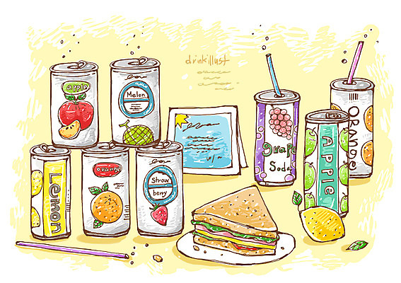 PSD 음료 선 음식 오렌지 라인일러스트 일러스트 딸기 포도 샌드위치 빨대 사람없음 사과 과일주스 멜론 레몬 캔음료 국내일러스트 과일 주스 파일형식