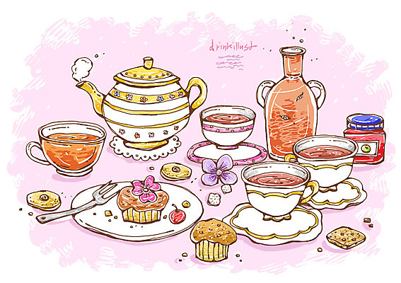 PSD 음료 선 음식 라인일러스트 일러스트 티타임 디저트 잔 사람없음 컵 쿠키 과자 차 다기 찻주전자 머핀 홍차 국내일러스트 식기 빵 주전자 휴식 차_음료 다도 파일형식