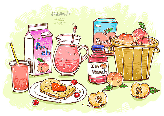 PSD 음료 선 음식 빵 과일 라인일러스트 일러스트 빨대 사람없음 바구니 주스 잼 복숭아 복숭아주스 복숭아즙 국내일러스트 소스_음식 과일주스 즙 파일형식