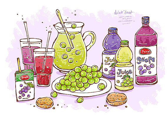 PSD 음료 선 음식 빵 과일 라인일러스트 일러스트 포도 디저트 빨대 사람없음 주스 청포도 포도주스 팩음료 국내일러스트 과일주스 파일형식