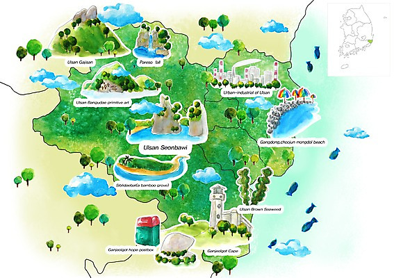 PSD 나무 구름 여행 지도 유적 일러스트 공장 유물 산 한국 사람없음 관광지 폭포 우체통 특산물 한반도 간절곶 울산 국내여행 명승지 선바위 십리대밭 주전몽돌해안 파래소폭포 안내도 국내일러스트 자연요소 식물 전통 아시아 공업 자연 풍경 해변 바위_돌 파일형식