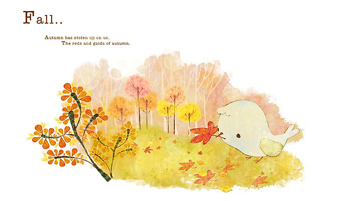 PSD 나무 식물 한마리 사계절 계절 백그라운드 단풍 낙엽 일러스트 조류 단풍나무 따뜻함 풍경 초원 사람없음 가을 가을배경 국내일러스트 동물 1 잎 파일형식 가을_계절