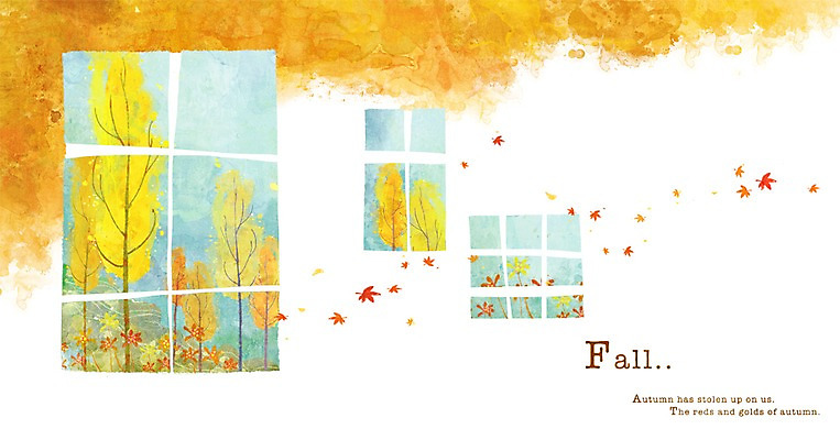 PSD 나무 식물 사계절 계절 백그라운드 단풍 낙엽 일러스트 창문 단풍나무 따뜻함 풍경 사람없음 가을 숲 창밖 가을배경 국내일러스트 잎 파일형식 가을_계절