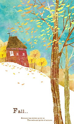 PSD 나무 식물 사계절 계절 백그라운드 단풍 낙엽 일러스트 단풍나무 주택 따뜻함 풍경 사람없음 가을 언덕 벽돌집 가을배경 국내일러스트 잎 건물 파일형식 가을_계절