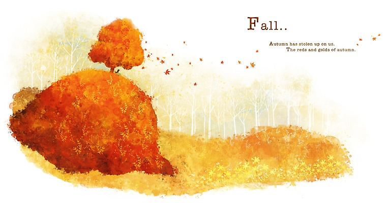 PSD 나무 식물 사계절 계절 여자 백그라운드 단풍 낙엽 일러스트 단풍나무 따뜻함 한명 풍경 초원 가을 언덕 여자만 여자한명만 가을배경 국내일러스트 1 잎 사람 파일형식 가을_계절