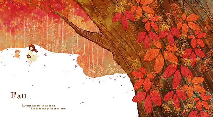PSD 나무 식물 사계절 계절 여자 어린이 백그라운드 단풍 낙엽 일러스트 단풍나무 따뜻함 사람 풍경 소녀 성인 두명 소풍 가을 숲속 숲 여자만 가을배경 국내일러스트 잎 야외활동 파일형식 가을_계절