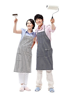 포토 JPG 스튜디오촬영 전신 라이프스타일 부부 커플 여자 남자 허리손 포즈 신혼부부 실내 서기 미소 웃음 누끼 사람 동양인 성인 두명 라이프 앞모습 30대 앞치마 페인트 기쁨 한국인 색칠 칠 페인트칠 즐거움 롤러 페인트붓 장년만 성인만 국내포토 감정 뷰포인트 관계 모션 페인팅 표정 인종 내부 생활 장년 붓 신혼 파일형식