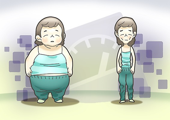 PSD 여자 다이어트 일러스트 의학 건강 사람 20대 성인 두명 질병 비만 체중계 성인병 저체중 여자만 성인여자만 청년만 청년여자만 성인만 국내일러스트 청년 체중 몸매 파일형식