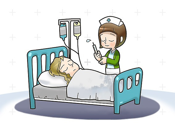 PSD 여자 일러스트 의학 건강 사람 20대 성인 두명 30대 환자 간호사 침대 질병 링거 입원 입원실 여자만 성인여자만 성인만 국내일러스트 가구 의료기기 병원 청년 장년 의료진 파일형식