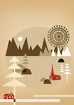 PSD 나무 백그라운드 일러스트 자연 산 주택 풍경 사람없음 태양 성당 마을 자연백그라운드 대관람차 국내일러스트 자연요소 식물 종교건축 건물 놀이기구 생태계 파일형식