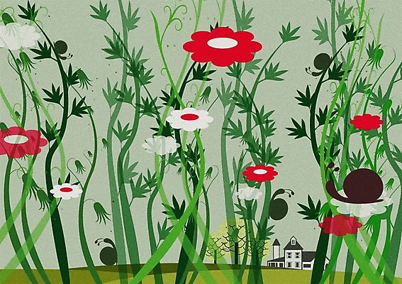 PSD 나무 식물 꽃 줄기 백그라운드 여러마리 일러스트 자연 사람없음 빨간색 흰색 덩굴 언덕 달팽이 자연백그라운드 국내일러스트 컬러 다수 연체동물 생태계 파일형식