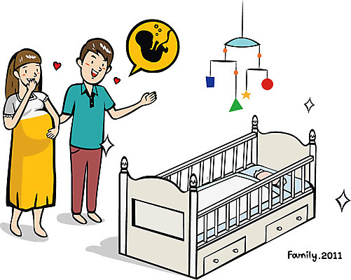 EPS 부부 커플 여자 남자 행복 일러스트 남편 함께함 미소 웃음 사람 성인 두명 임산부 임신 아내 가족라이프 출산 보호 모빌 아기침대 출산장려캠페인 성인만 국내일러스트 라이프스타일 감정 캠페인 컨셉 가족 관계 표정 아기용품 침대 정책 파일형식 벡터