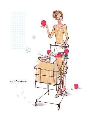 EPS 우먼라이프 라이프스타일 여자 행복 음식 빵 과일 일러스트 한명 서기 웃음 사람 20대 성인 라이프 쇼핑 장보기 카트 쇼핑카 우유 사과 잼 마트 여자만 여자한명만 성인여자만 청년만 청년여자만 성인한명만 청년여자한명만 성인여자한명만 성인만 국내일러스트 1 감정 모션 유제품 표정 청년 생활 상점 소스_음식 파일형식 벡터