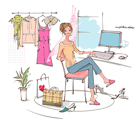 EPS 우먼라이프 라이프스타일 옷 여자 패션 행복 화분 인터넷 일러스트 한명 미소 웃음 사람 앉기 20대 성인 라이프 쇼핑 컴퓨터 쇼핑백 쇼핑몰 옷가게 아이템 온라인쇼핑몰 여자만 여자한명만 성인여자만 청년만 청년여자만 성인한명만 청년여자한명만 성인여자한명만 성인만 국내일러스트 1 감정 가방 모션 표정 청년 생활 전자제품 상점 온라인 파일형식 벡터