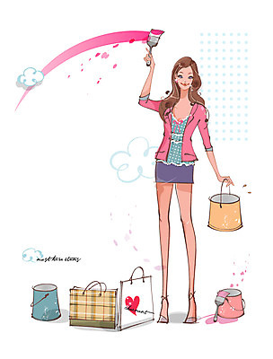 EPS 우먼라이프 라이프스타일 여자 행복 일러스트 한명 미소 웃음 사람 20대 성인 라이프 쇼핑 종이봉투 쇼핑백 페인트 방 색칠 페인트칠 페인트통 페인트붓 꾸미기 여자만 여자한명만 성인여자만 청년만 청년여자만 성인한명만 청년여자한명만 성인여자한명만 성인만 국내일러스트 1 감정 가방 페인팅 봉투 통 표정 청년 생활 붓 파일형식 벡터