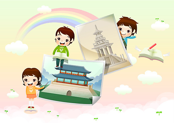 EPS 구름 학생 건축물 여학생 여자 교육 남자 행복 남학생 무지개 일러스트 청소년 유적지 한국 미소 웃음 사람 소년 10대 책 세명 친구 연필 새싹 체험학습 체험 즐거움 경복궁 기념사진 다보탑 십대만 국내일러스트 자연요소 식물 건축 감정 아시아 어린이 컨셉 고건축 관계 학용품 표정 필기구 궁전 석탑 불국사 파일형식 벡터