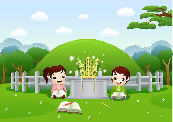 EPS 나무 학생 여학생 여자 교육 남자 꽃 행복 남학생 일러스트 청소년 왕관 한국 미소 웃음 사람 소년 잔디 초원 두명 10대 책 친구 연필 경주 체험학습 체험 숲 즐거움 금관 왕릉 십대만 국내일러스트 식물 감정 아시아 어린이 컨셉 관계 학용품 표정 필기구 경상북도 파일형식 벡터