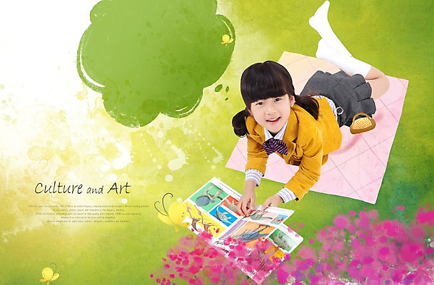 PSD 편집이미지 꽃 문화 어린이 예술 엎드리기 나비 문화예술 한명 미소 웃음 사람 동양인 소녀 독서 앨범 즐거움 그림 그림책 기념사진 여자만 여자한명만 어린이만 소녀만 소녀한명만 이미지편집 식물 1 여자 감정 곤충 모션 표정 인종 책 파일형식