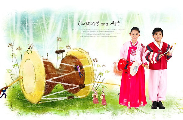 PSD 편집이미지 여자 남자 문화 어린이 예술 문화예술 국악기 미소 웃음 사람 동양인 소녀 소년 두명 친구 전통의상 한복 즐거움 그림 장구 소고 어린이만 이미지편집 한국전통 전통 감정 악기 관계 타악기 표정 국악 인종 파일형식