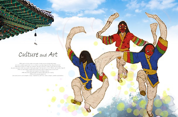 PSD 구름 편집이미지 전통 문화 예술 포즈 하늘 문화예술 사람 동양인 풍경 세명 종 춤 전통의상 한복 즐거움 그림 탈춤 전통무용 저고리 탈 처마 율동 이미지편집 자연요소 한국전통 감정 가면 인종 전통공연 파일형식