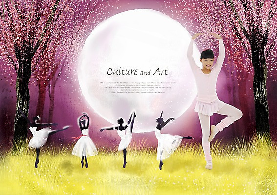 PSD 나무 편집이미지 여자 문화 어린이 예술 포즈 문화예술 한명 웃음 사람 동양인 소녀 잔디 보름달 달 달밤 춤 발레 즐거움 그림 발레리나 여자만 여자한명만 어린이만 소녀만 소녀한명만 이미지편집 자연요소 식물 1 감정 표정 인종 파일형식