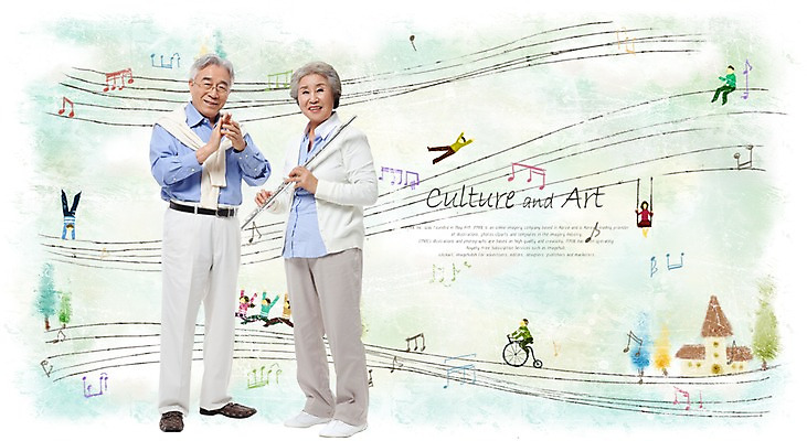 PSD 편집이미지 부부 커플 여자 할아버지 노년 남자 문화 할머니 예술 악기 연주 음표 문화예술 주택 서기 미소 웃음 사람 동양인 성인 두명 노부부 플루트 즐거움 그림 오선 노인만 성인만 이미지편집 기호 감정 음악 관계 모션 표정 관악기 인종 건물 파일형식