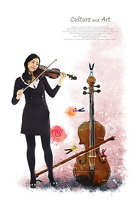 PSD 편집이미지 여자 문화 예술 악기 연주 문화예술 서기 미소 웃음 사람 동양인 성인 바이올린 즐거움 그림 첼로 여자만 성인여자만 성인만 이미지편집 감정 음악 모션 현악기 표정 인종 파일형식 찰현악기