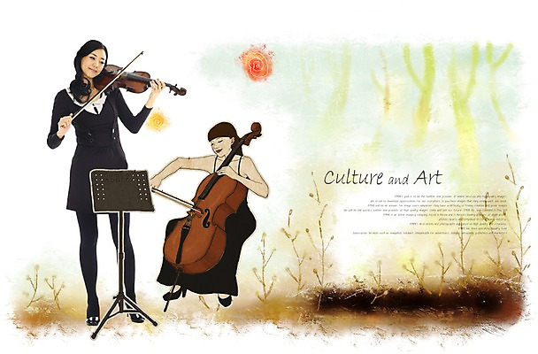 PSD 편집이미지 여자 문화 예술 악기 연주 문화예술 서기 미소 웃음 사람 앉기 동양인 성인 두명 바이올린 즐거움 그림 첼로 여자만 성인여자만 성인만 이미지편집 감정 음악 모션 현악기 표정 인종 파일형식 찰현악기