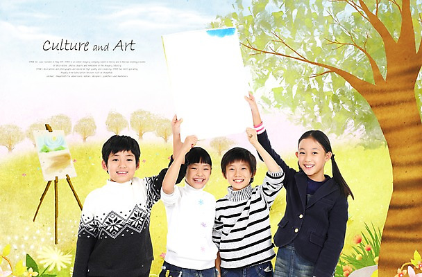 PSD 나무 편집이미지 학생 여자 남자 문화 어린이 예술 문화예술 미술 미소 웃음 사람 동양인 소녀 소년 초원 여러명 친구 그리기 스케치북 즐거움 이젤 그림 캔버스 어린이만 이미지편집 식물 감정 다수 관계 모션 학용품 표정 인종 미술도구 파일형식