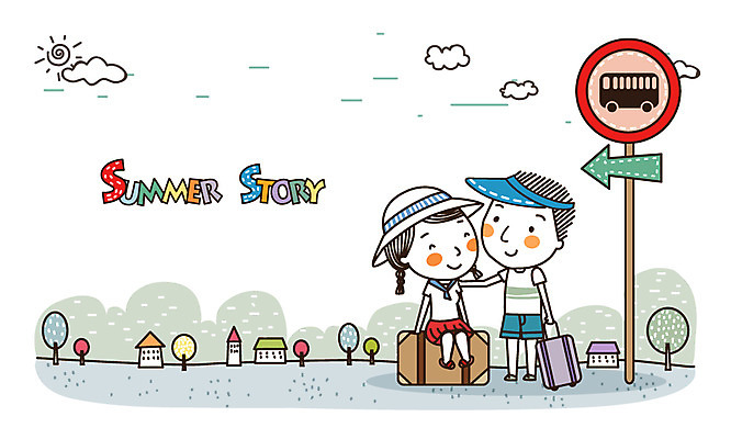 EPS 커플 여자 남자 화살표 여유 여행 가방 일러스트 휴가 휴식 웃음 사람 20대 성인 두명 여름 여름휴가 바캉스 여행가방 기쁨 팻말 대기 표지판 기다림 버스정류장 즐거움 썸머스토리 청년만 성인만 국내일러스트 잡화 계절 감정 컨셉 관계 모션 프레임 알림판 표정 청년 역 파일형식 벡터 여름_계절