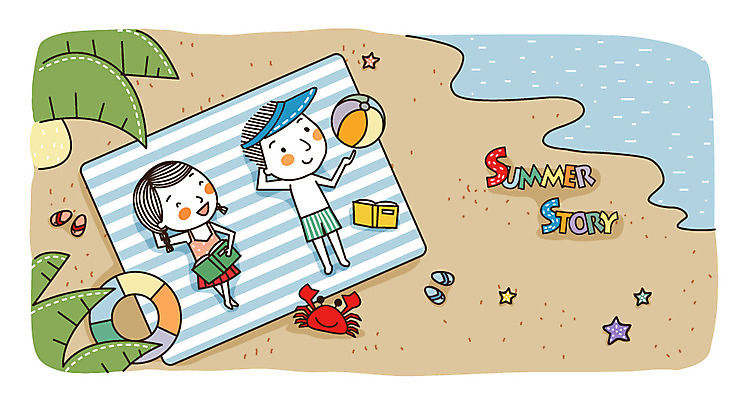 EPS 커플 여자 남자 여유 일러스트 휴가 휴식 슬리퍼 미소 웃음 사람 20대 성인 해변 두명 책 여름 여름휴가 바캉스 야자수 눕기 기쁨 꽃게 게 즐거움 돗자리 튜브 썸머스토리 청년만 성인만 국내일러스트 나무 계절 감정 바다 신발 컨셉 관계 모션 표정 갑각류 청년 파일형식 벡터 여름_계절