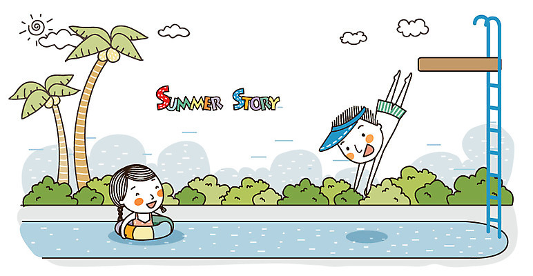 EPS 커플 여자 남자 여유 일러스트 물놀이 휴가 휴식 수영장 미소 웃음 사람 20대 성인 두명 여름 여름휴가 바캉스 야자수 기쁨 즐거움 다이빙 튜브 썸머스토리 청년만 성인만 국내일러스트 나무 계절 감정 컨셉 관계 놀이 표정 청년 수영 수중스포츠 파일형식 벡터 여름_계절