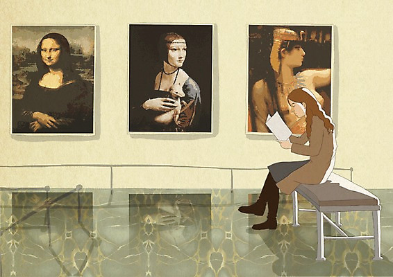 PSD 여자 문화 예술 액자 의자 일러스트 문화예술 미술 한명 사람 앉기 성인 30대 공연 문화재 클래식 미술관 전시회 그림 박물관 작품 관람 담비를안고있는여인 레오나르도다빈치 모나리자 클레오파트라 여자만 여자한명만 성인여자만 성인한명만 성인여자한명만 장년만 장년여자만 장년여자한명만 성인만 국내일러스트 1 가구 컨셉 모션 이집트 이벤트 장년 전시 여왕 파일형식